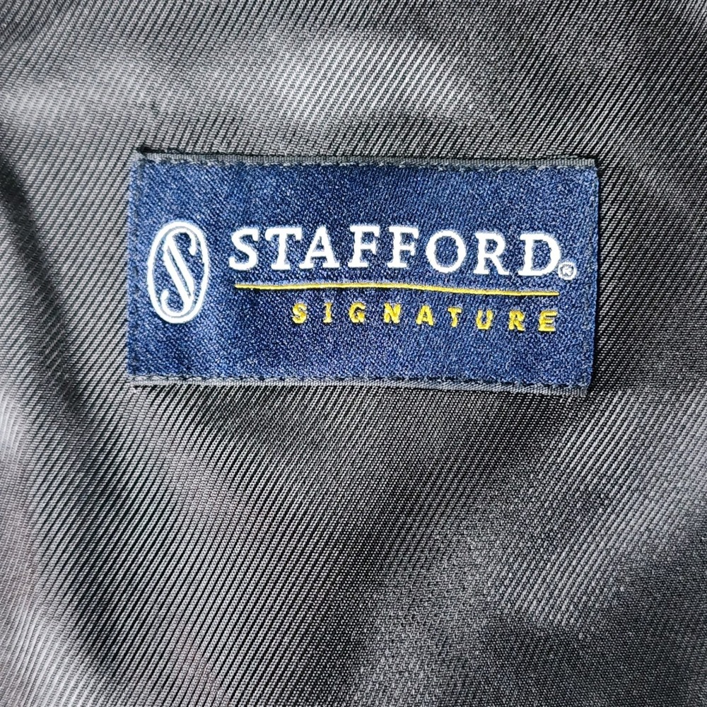 Stafford Signature Mens 46R‎ Blazer Silk Camel Hair Grey Herringbone Sport Coat - Picture 8 of 14